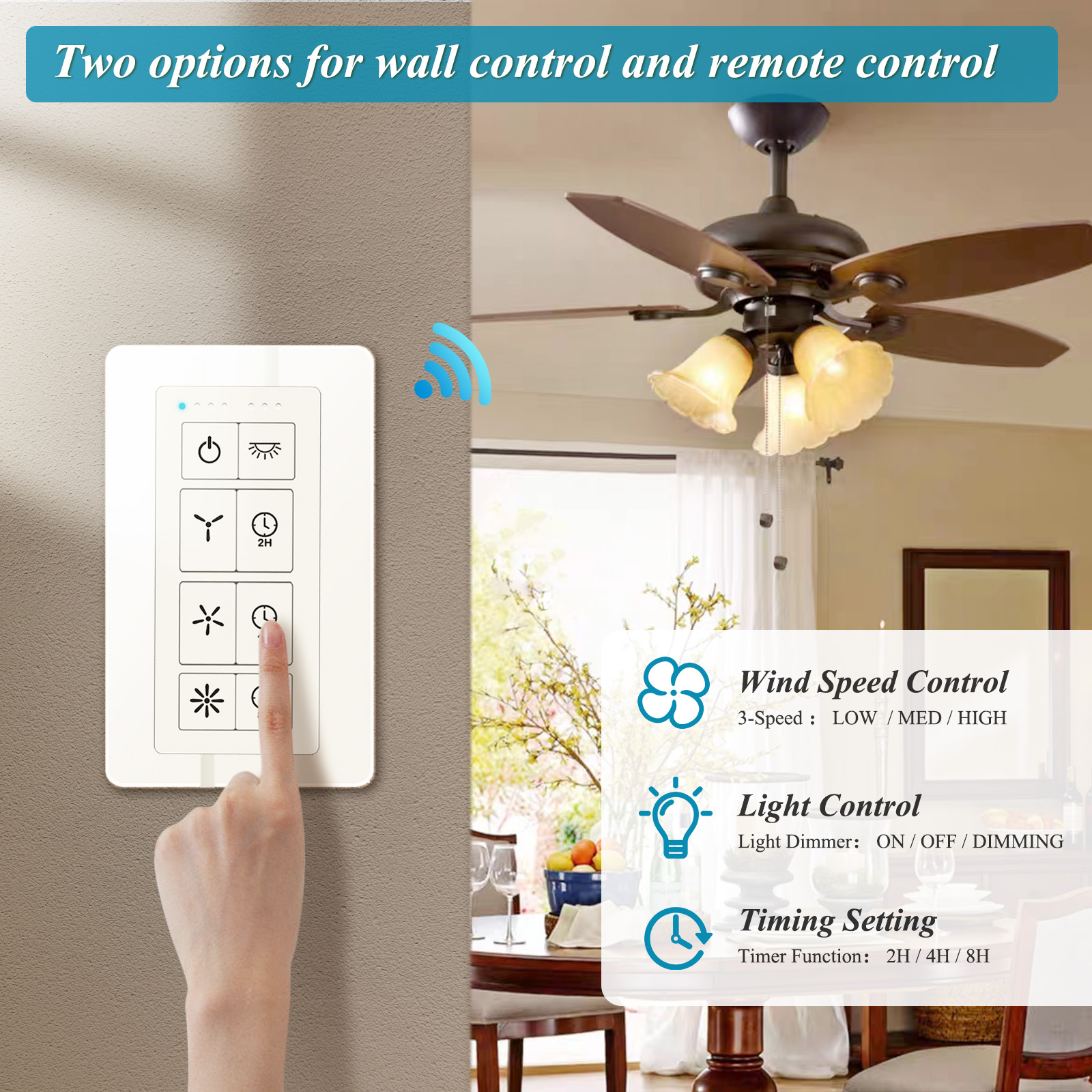 Ceiling Fan Remote Control Kit with Dimmer Switch