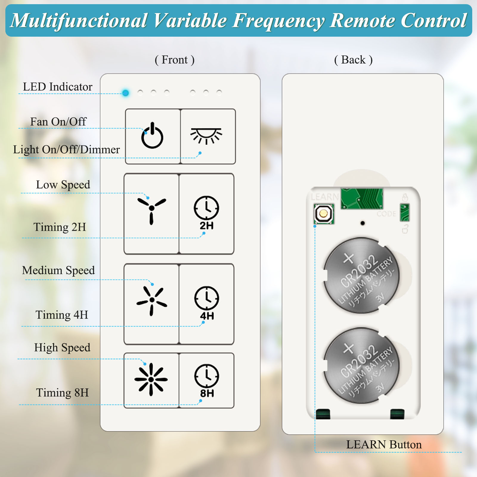 Ceiling Fan Remote Control Kit with Dimmer Switch