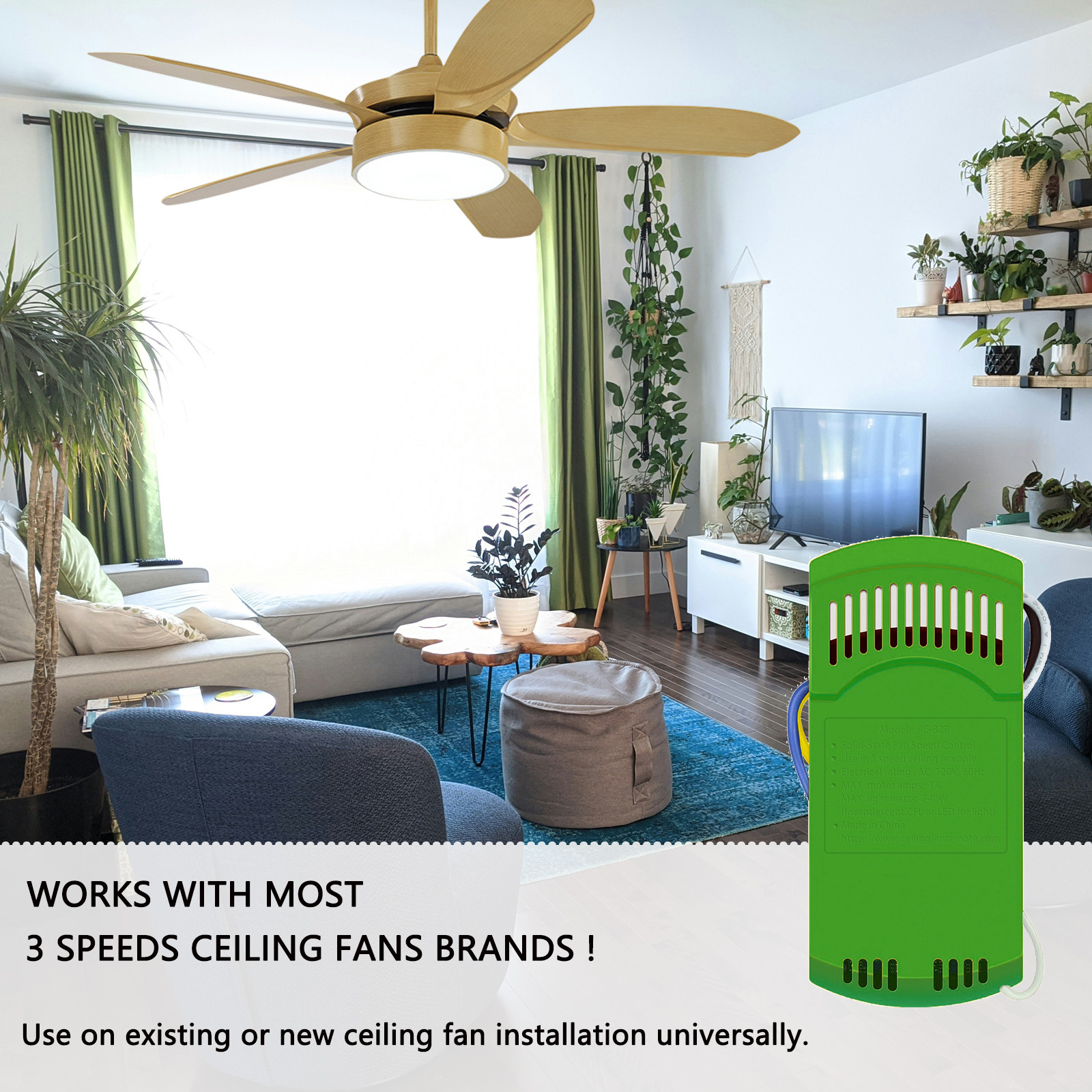 Universal Ceiling Fan Remote Control Receiver for Hunter Ceiling Fan , 434MHz (Receiver only)