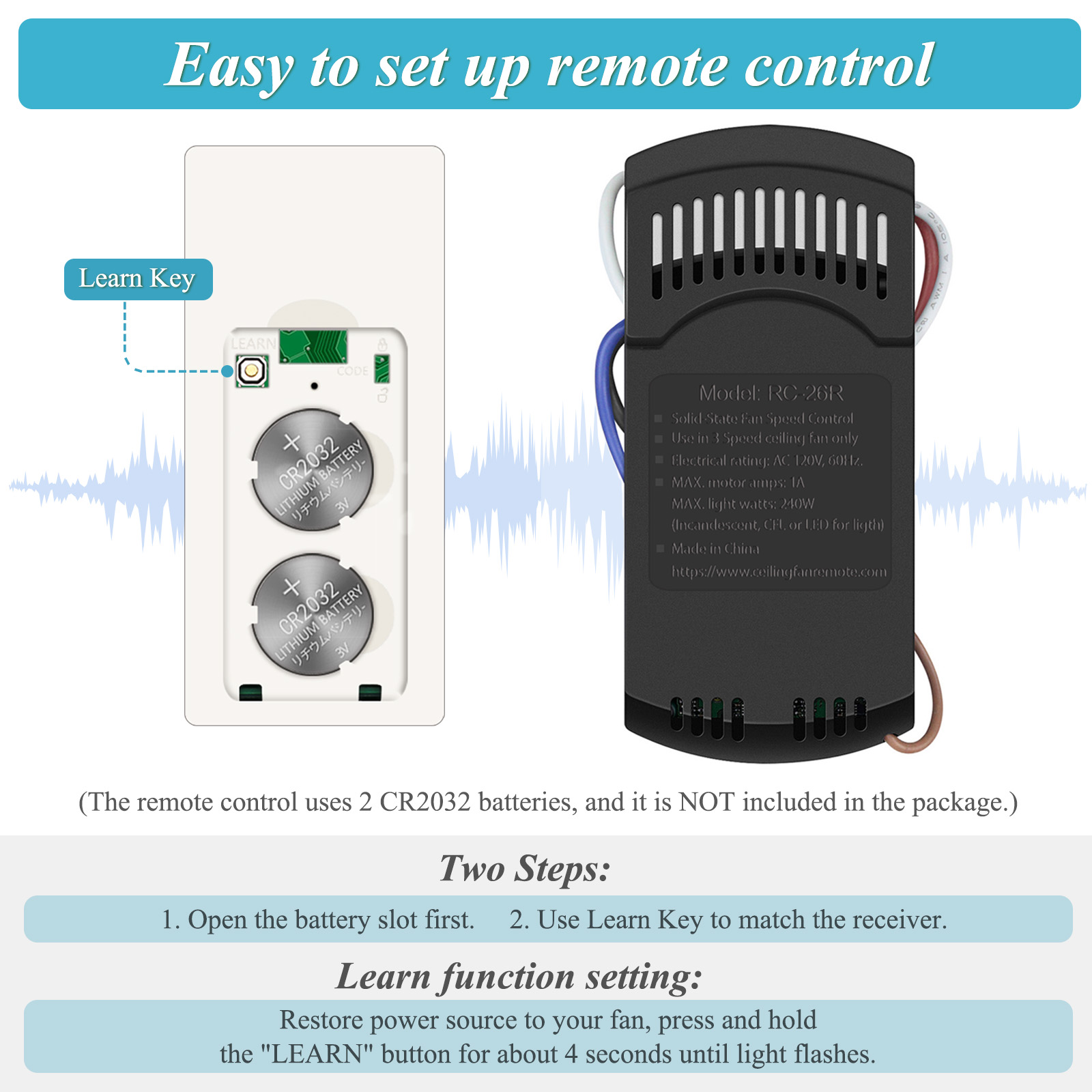 Ceiling Fan Remote Control Kit with Dimmer Switch