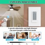 Ceiling Fan Remote Control Kit, Adjustable 3 Speed and Light Dimmer