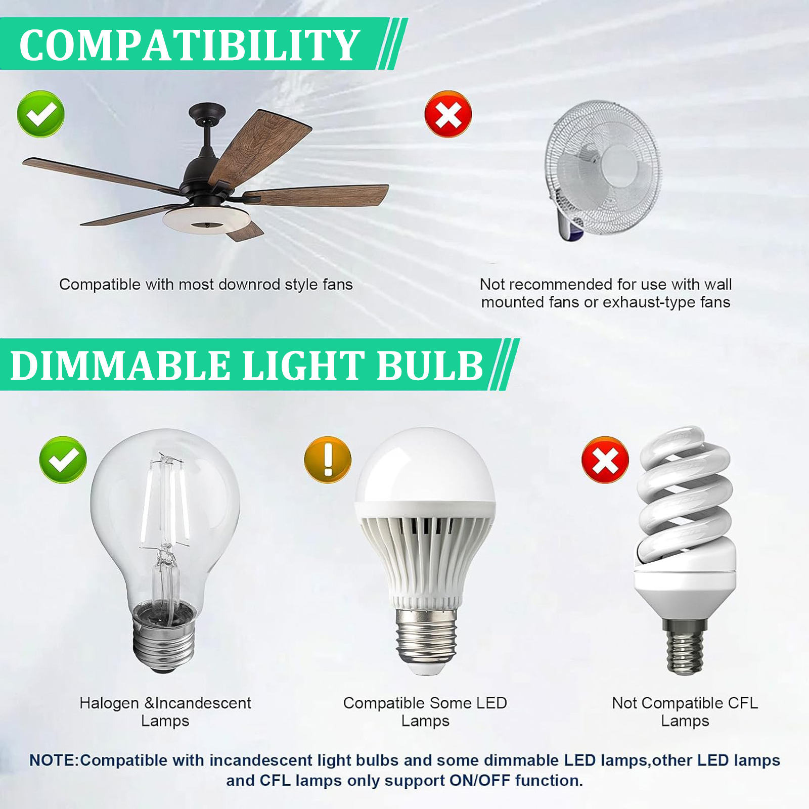 3 Speed Ceiling Fan Remote Control & Dimmer Switch