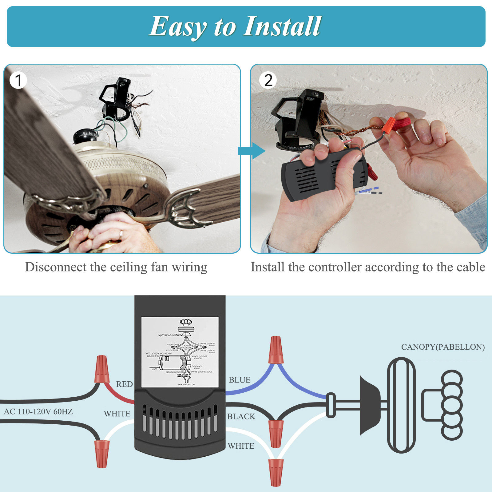 Ceiling Fan Remote Control Kit with Dimmer Switch