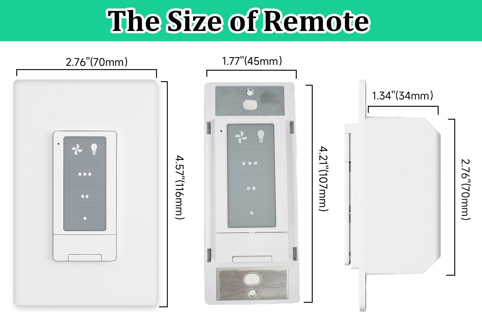 3 Speed Ceiling Fan Remote Control & Dimmer Switch