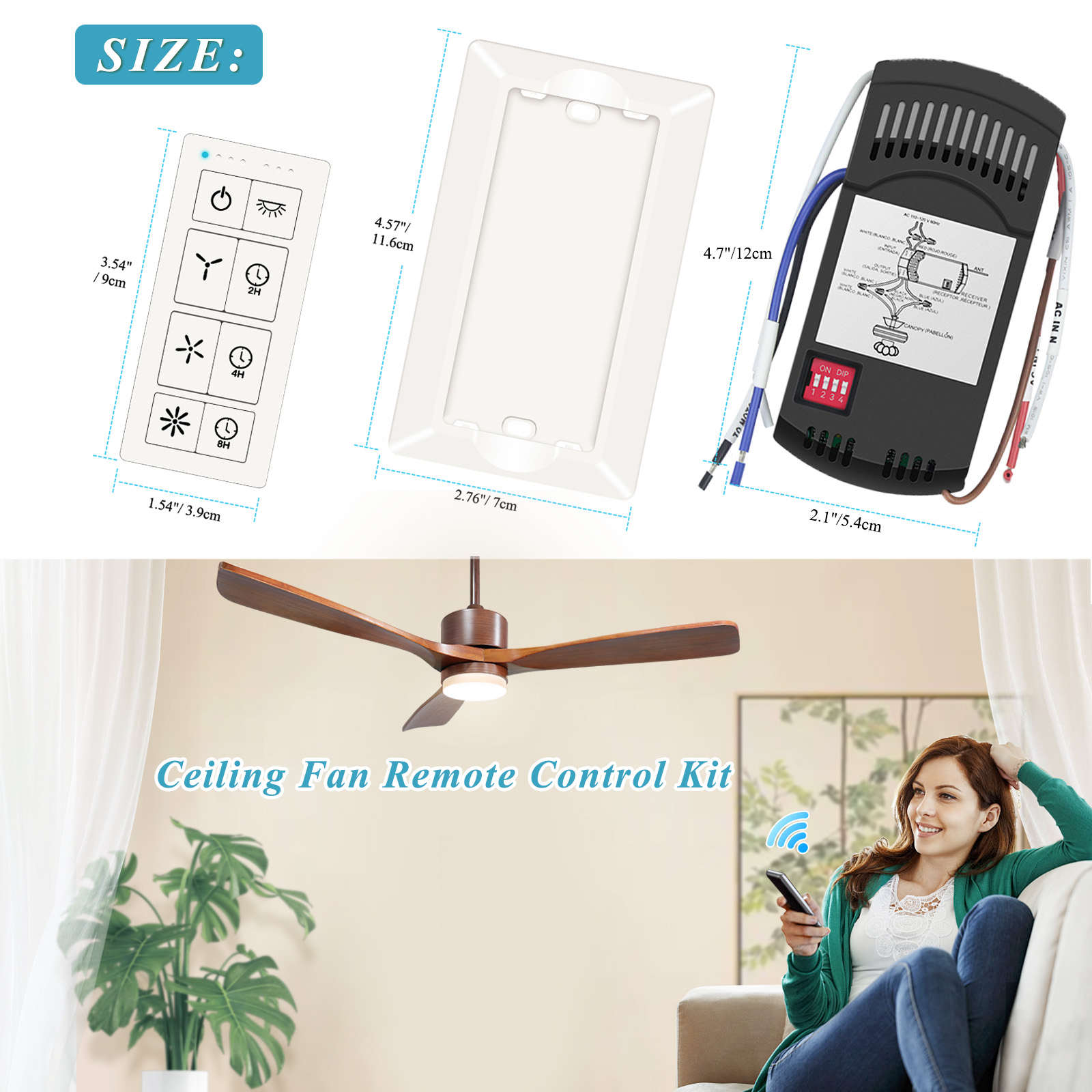 Ceiling Fan Remote Control Kit with Dimmer Switch