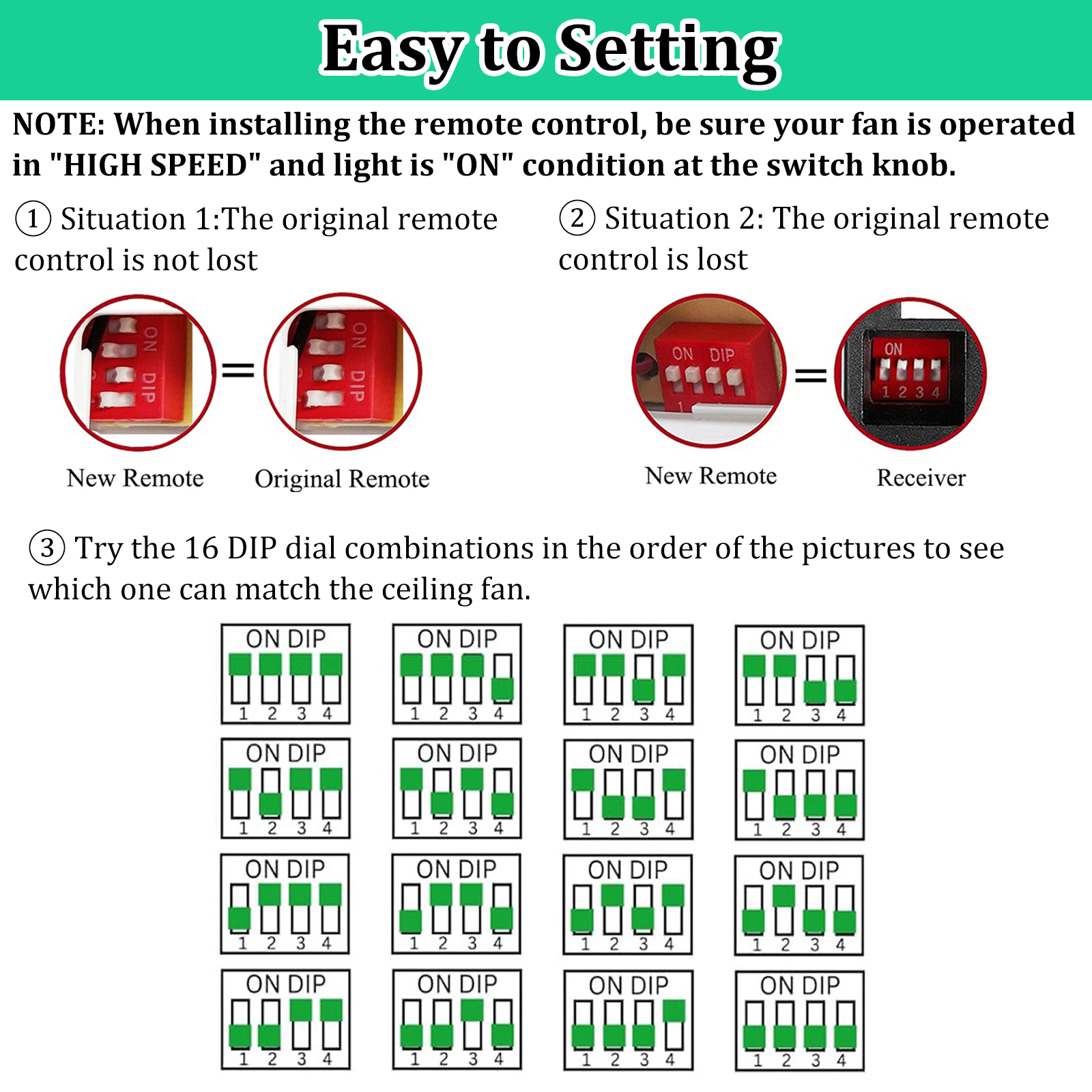 3 Speed Ceiling Fan Remote Control & Dimmer Switch