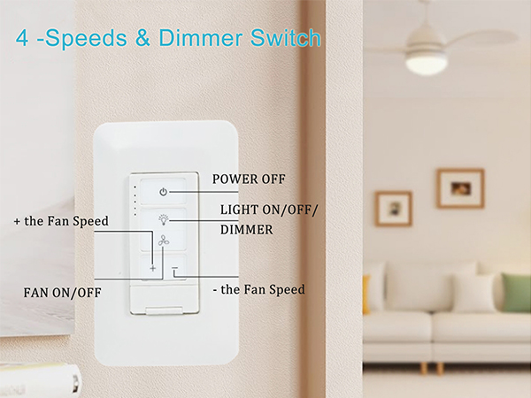 Dimmer Switch with 4-Speed Fan Control, 2-in-1 Light and Fan Combo Wall Control