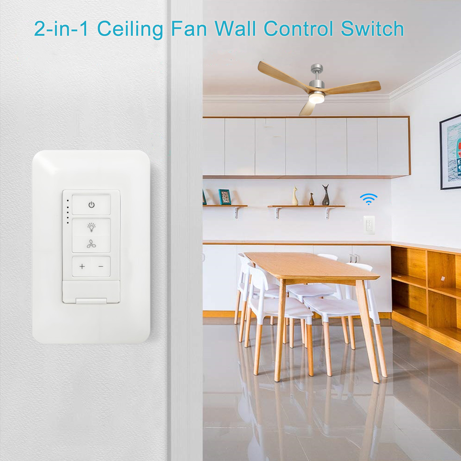 Dimmer Switch with 4-Speed Fan Control, 2-in-1 Light and Fan Combo Wall Control