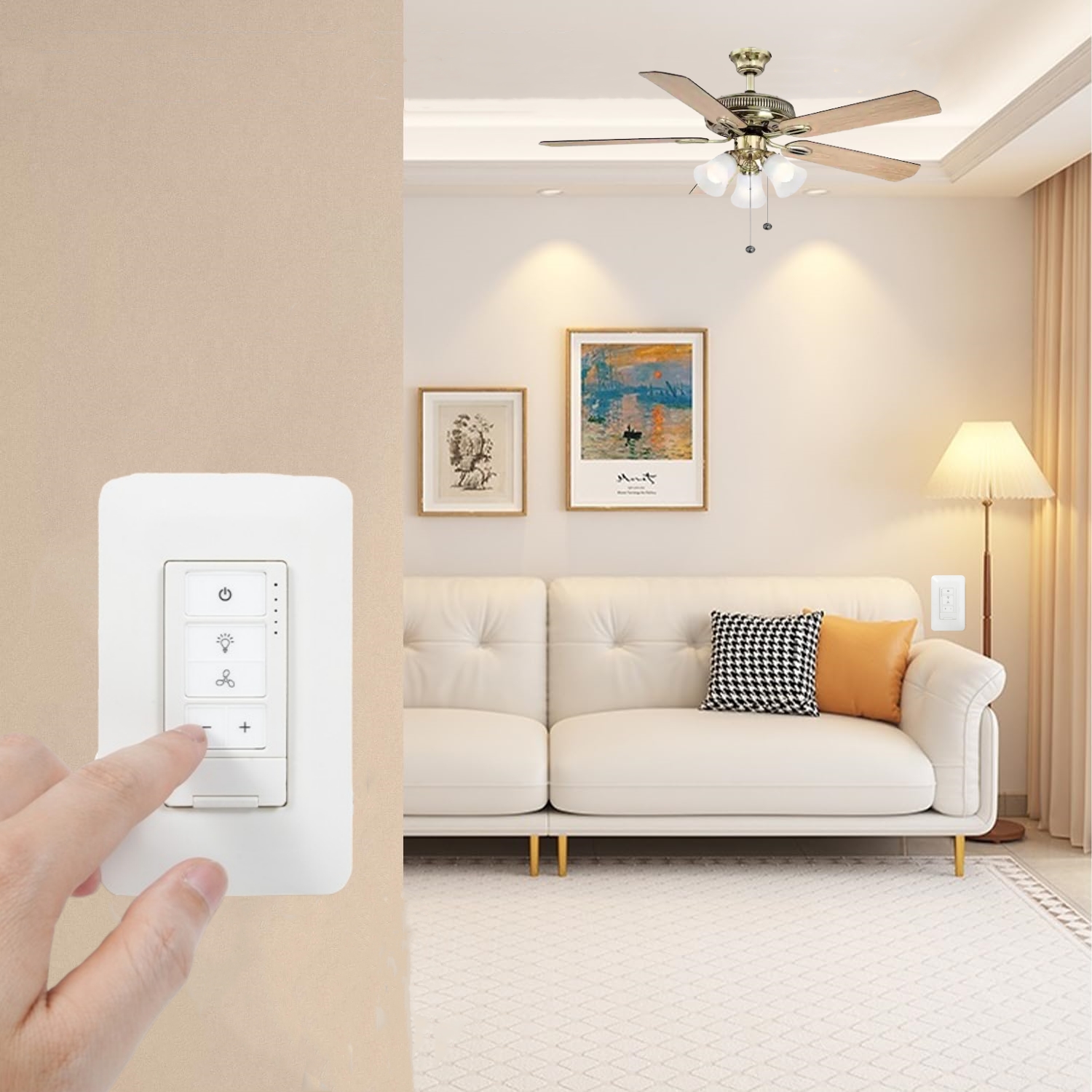 Dimmer Switch with 4-Speed Fan Control, 2-in-1 Light and Fan Combo Wall Control