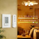 Ceiling Fan Remote and Wall Control Kit with Light Dimmer & 3- Speeds