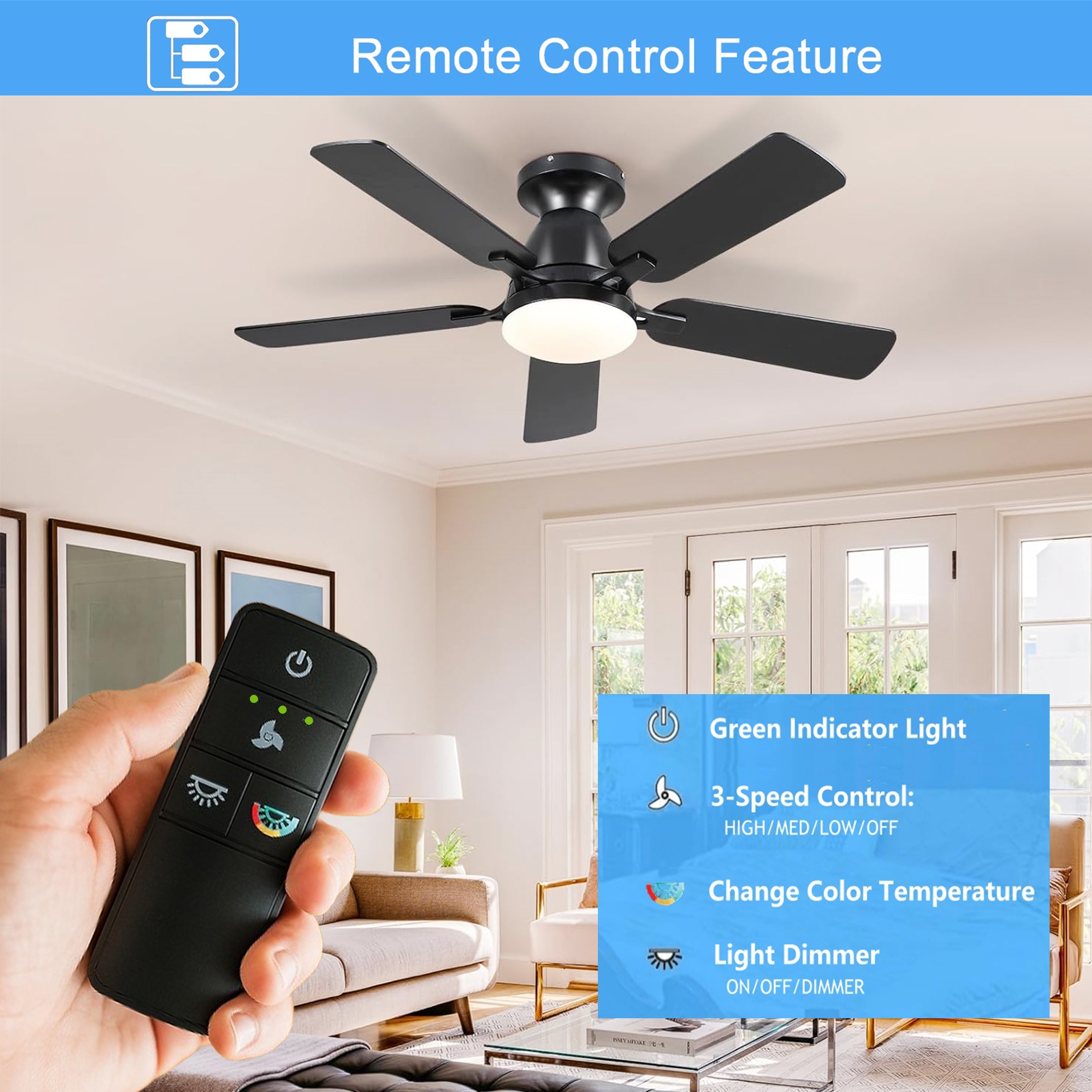 TX028C-S Ceiling Fan Remote Control Replacement for Hampton Bay