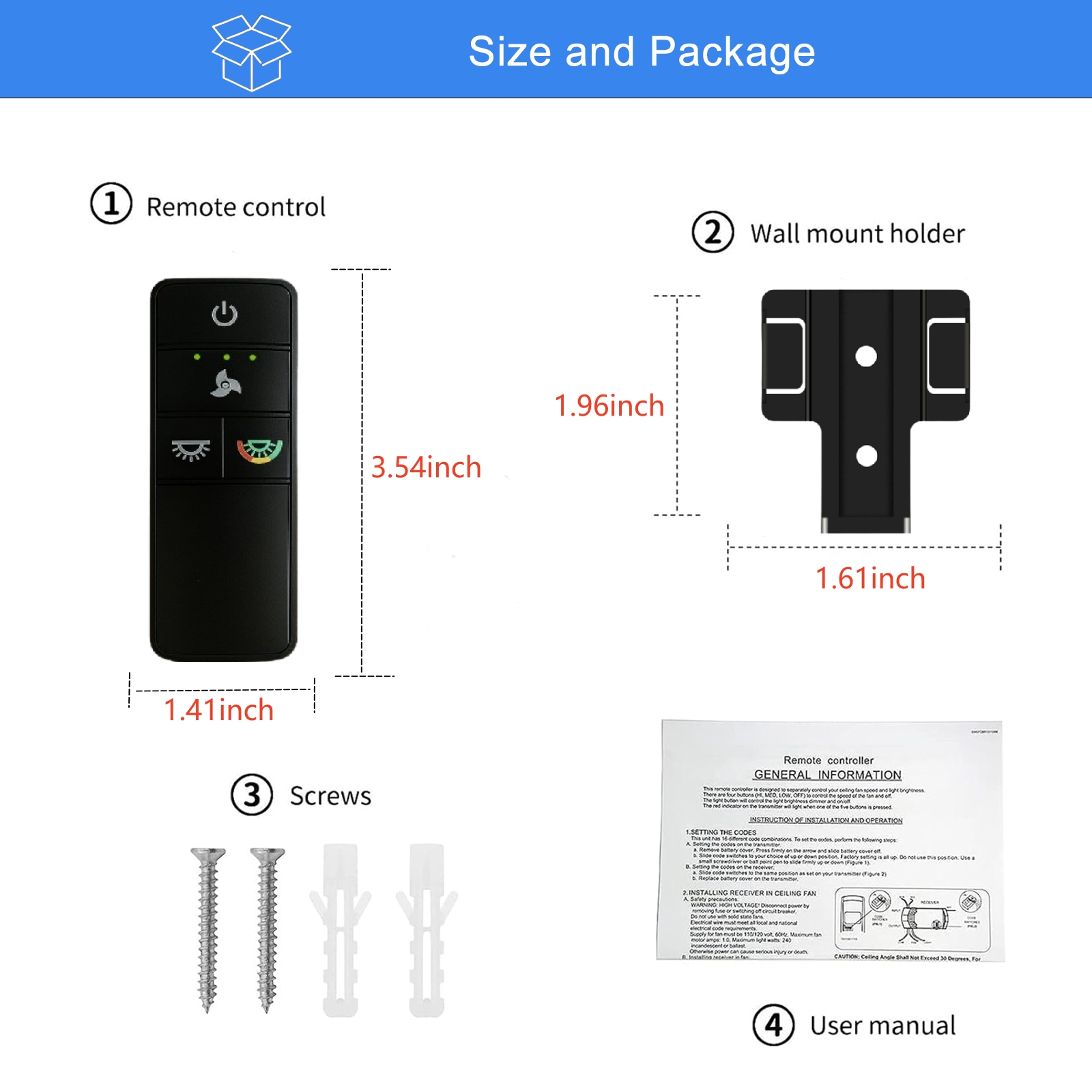 TX028C-S Ceiling Fan Remote Control Replacement for Hampton Bay
